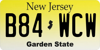 NJ license plate B84WCW