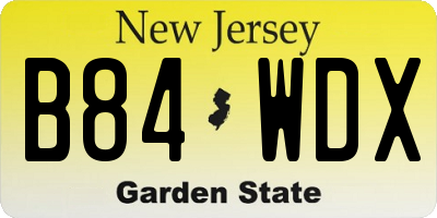NJ license plate B84WDX