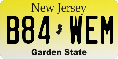 NJ license plate B84WEM