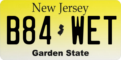 NJ license plate B84WET