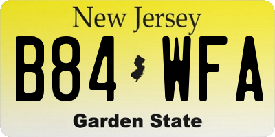 NJ license plate B84WFA