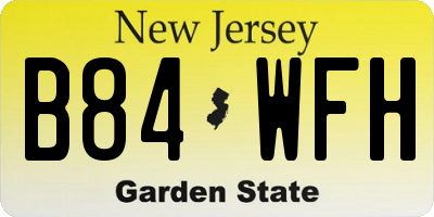 NJ license plate B84WFH