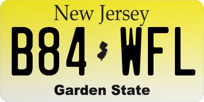 NJ license plate B84WFL