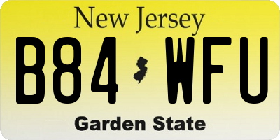 NJ license plate B84WFU