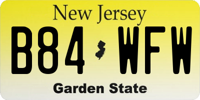 NJ license plate B84WFW