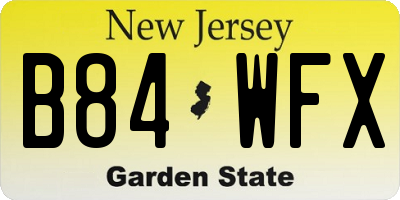 NJ license plate B84WFX
