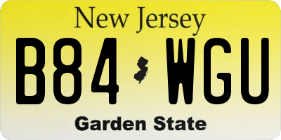 NJ license plate B84WGU
