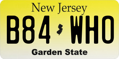 NJ license plate B84WHO
