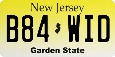 NJ license plate B84WID