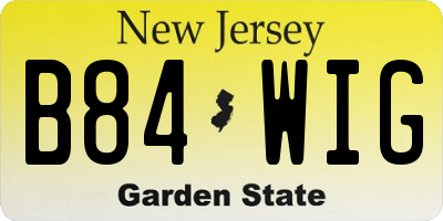NJ license plate B84WIG