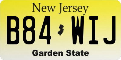 NJ license plate B84WIJ