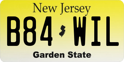 NJ license plate B84WIL