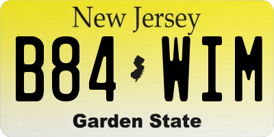 NJ license plate B84WIM