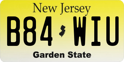 NJ license plate B84WIU
