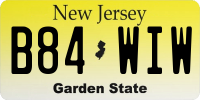 NJ license plate B84WIW