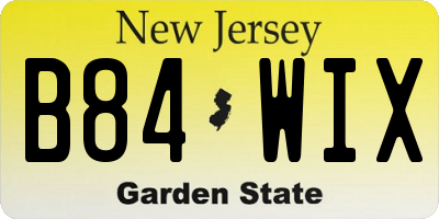NJ license plate B84WIX