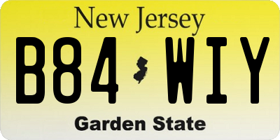 NJ license plate B84WIY
