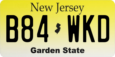 NJ license plate B84WKD
