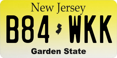 NJ license plate B84WKK