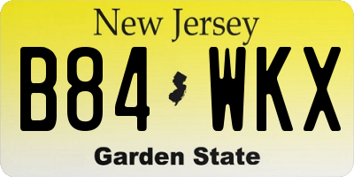 NJ license plate B84WKX