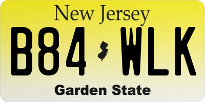 NJ license plate B84WLK