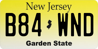 NJ license plate B84WND