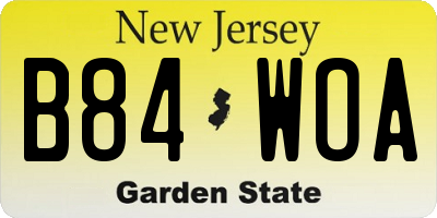 NJ license plate B84WOA