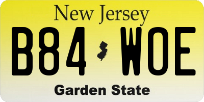 NJ license plate B84WOE