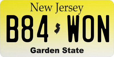 NJ license plate B84WON
