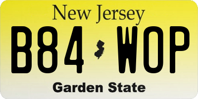 NJ license plate B84WOP