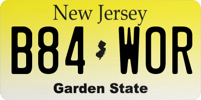 NJ license plate B84WOR
