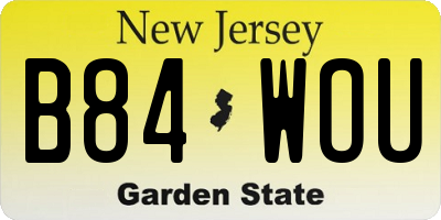 NJ license plate B84WOU