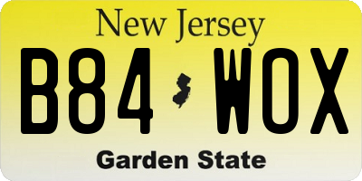 NJ license plate B84WOX