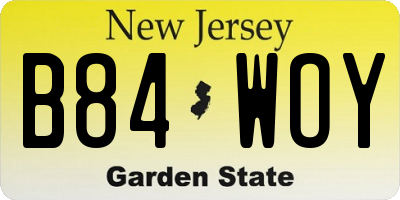 NJ license plate B84WOY