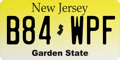 NJ license plate B84WPF