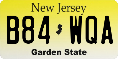 NJ license plate B84WQA