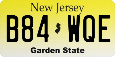 NJ license plate B84WQE