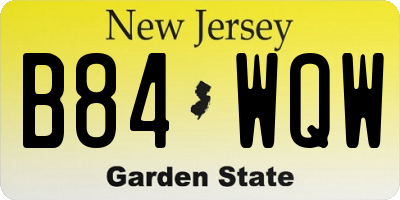 NJ license plate B84WQW