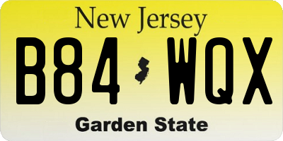 NJ license plate B84WQX