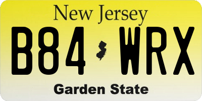 NJ license plate B84WRX