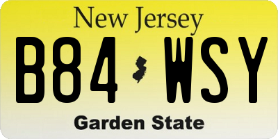 NJ license plate B84WSY