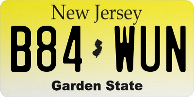 NJ license plate B84WUN