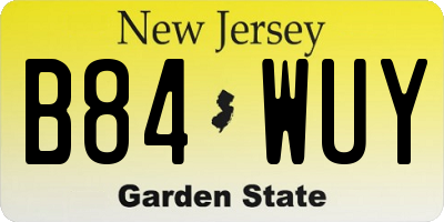 NJ license plate B84WUY