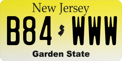 NJ license plate B84WWW