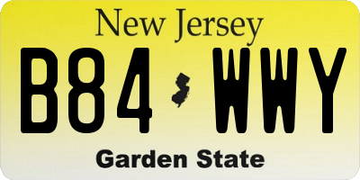 NJ license plate B84WWY