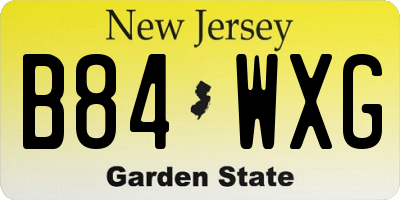 NJ license plate B84WXG