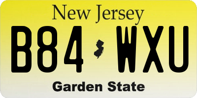 NJ license plate B84WXU