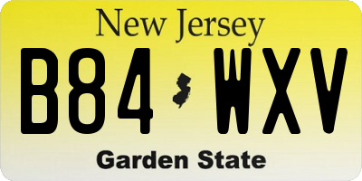NJ license plate B84WXV