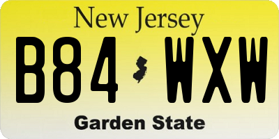 NJ license plate B84WXW