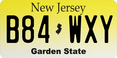 NJ license plate B84WXY